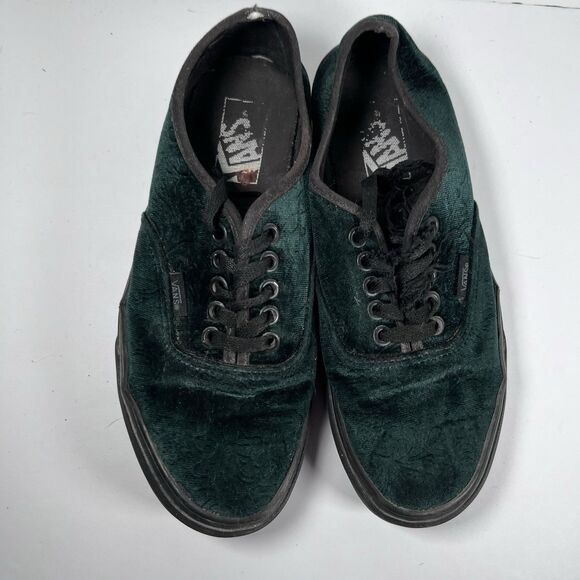 Vans Authentic Green Velvet/Velour Lace Up Skate Shoes Sneakers Women's Size 8 - Picture 6 of 8